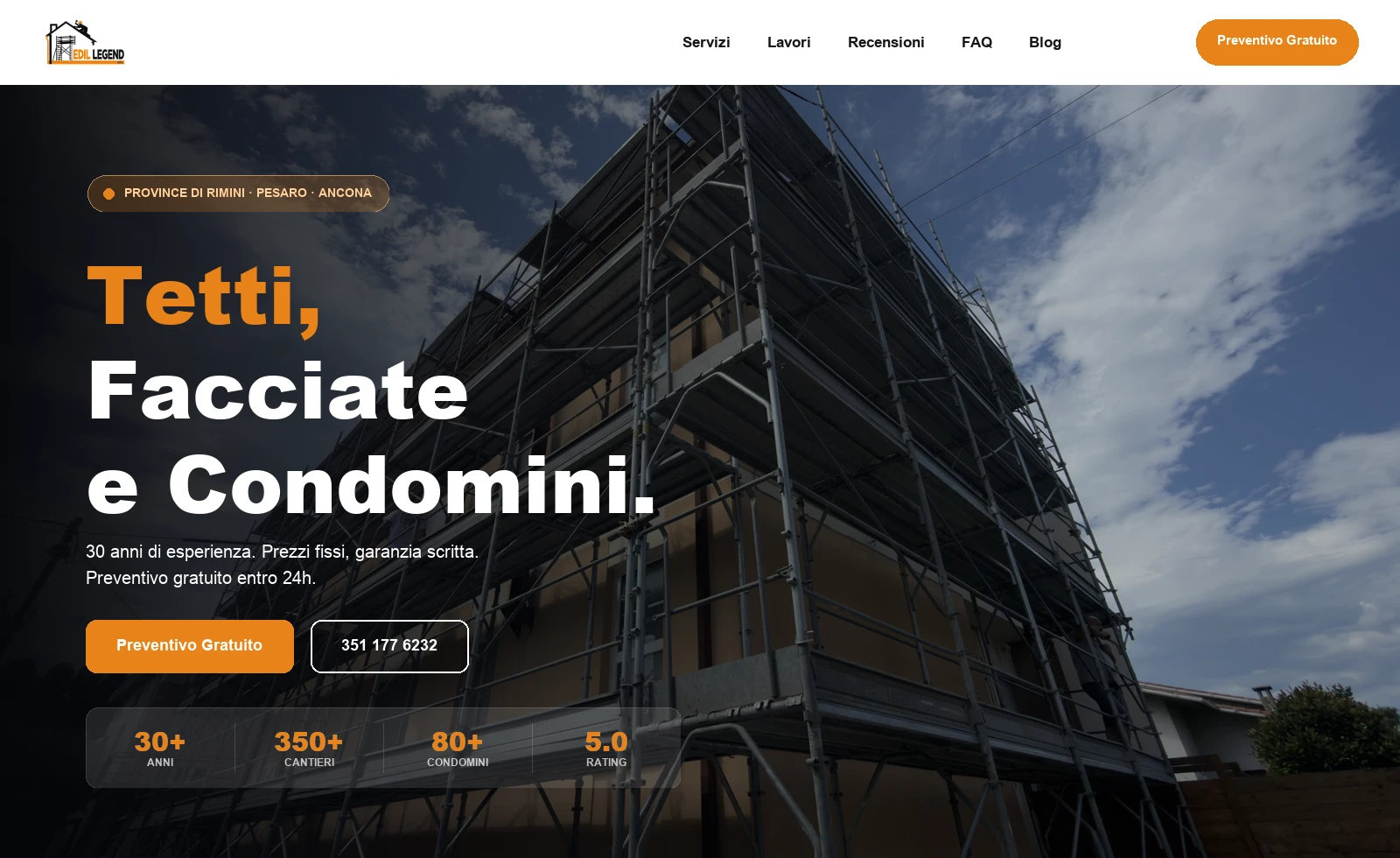 Sito web di Edil Legend SRL, impresa edile, realizzato da Universe